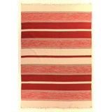 Druggets Cotton Striped Area Rug in Red/Ivory