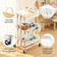 White 3-Tier Rolling Storage Trolley with 4 Castor Wheels, Steel Frame Cart with Solid Bamboo Lid, Complete with 3 Hanging Baskets & Hooks, Multipurpose Storage Organiser for Bathroom, Kitchen, Craft Room & Home Office-133022994