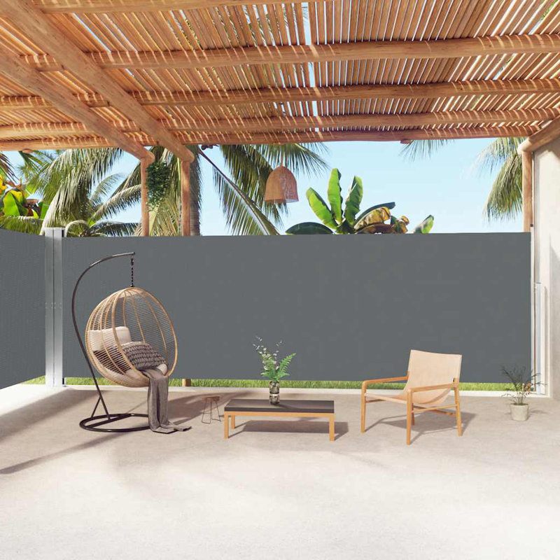 Retractable Side Awning Folding Privacy Screen Outdoor Divider Wall, Anthracite Solid, 78.7" H x 393.7" W