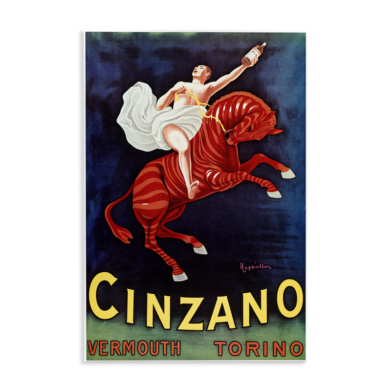 Publicité cinzano vin, plaque par Marcus Jules, H 15 po x l 10 po
