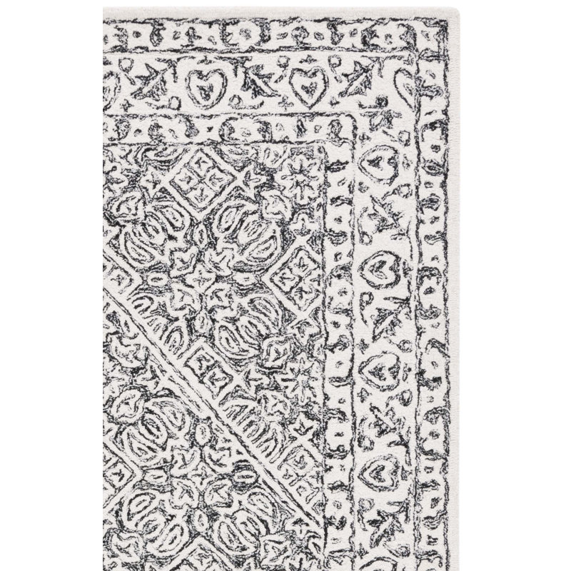 Dip Dye Hand Tufted Wool/Cotton Oriental Rug in Black/Ivory, Rectangle 8' x 10'