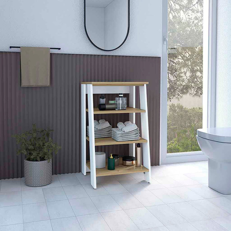 Linen Cabinet Jenne, Four Open Shelves, Brown