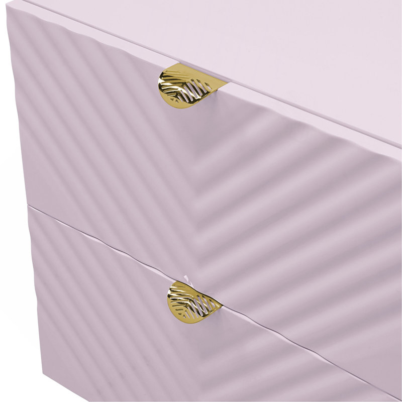 Table de chevet 2 tiroirs rose ultrabrillant, Rose