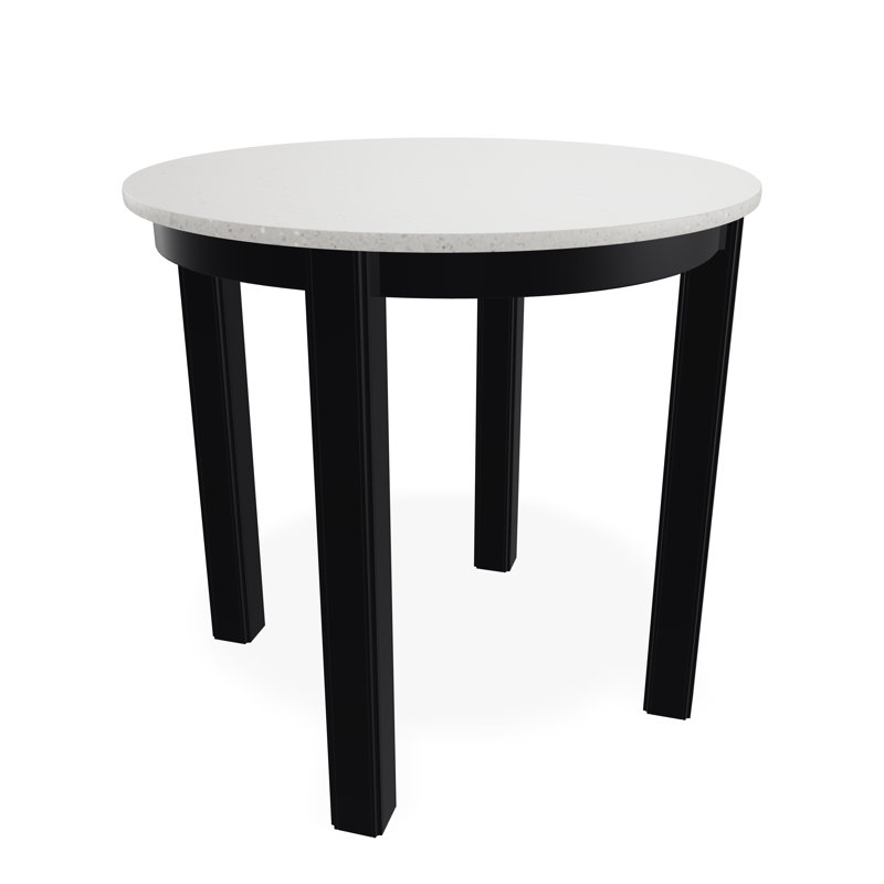 Outdoor Round Side Table, Snow/Black, Acrylic