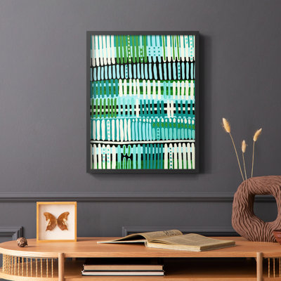 Teal Pattern II Framed Print - Solid Wood