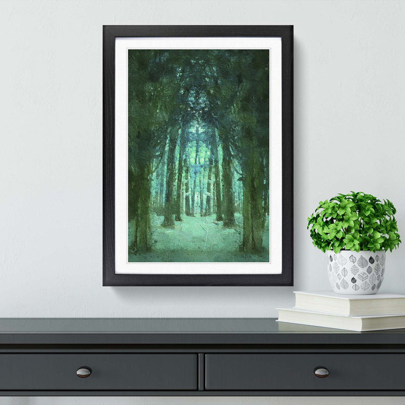 Forest Arch in Abstract - Picture Frame Painting Print, 65cm H x 48cm W x 2cm D, Black Framed