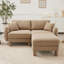 Canapé-lit à 2 places en tissu Boucle avec accoudoirs en forme de coquillage distinctif, repose-pieds amovible et pieds cylindriques pour une assise confortable-863319570