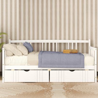 Lit plateforme simple en bois massif avec lit gigogne Red Barrel Studio®