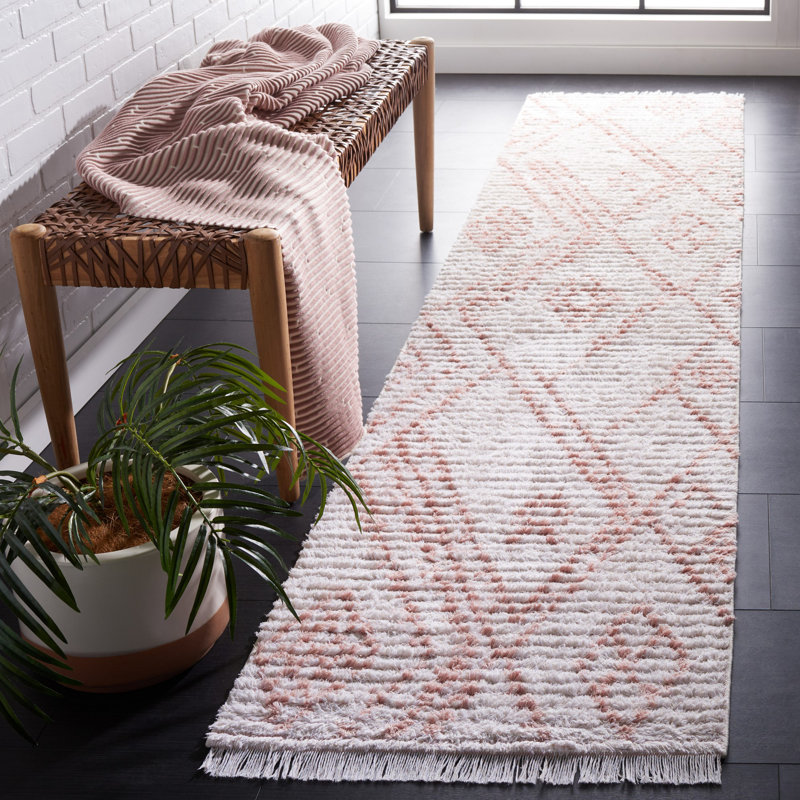 Tapis ivoire / rose Belniak, Tapis de couloir 2 pi x 9 pi