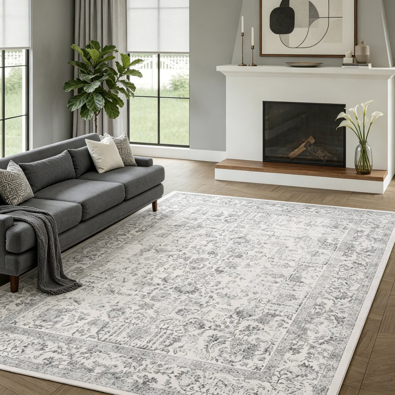 Rectangle Floral Vinyl Washable Area Rug, 150*210cm