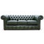 Chesterfield 3 Piece Suite. 3 Seater Sofa + Club Chair + Queen Anne Wing Chair Leather Sofa Suite Offer Antique-1109694199