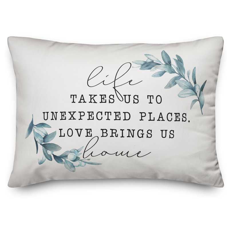 Life Takes us Palaces Love Brings us Home Lumbar Pillow, Polyester/Polyfill