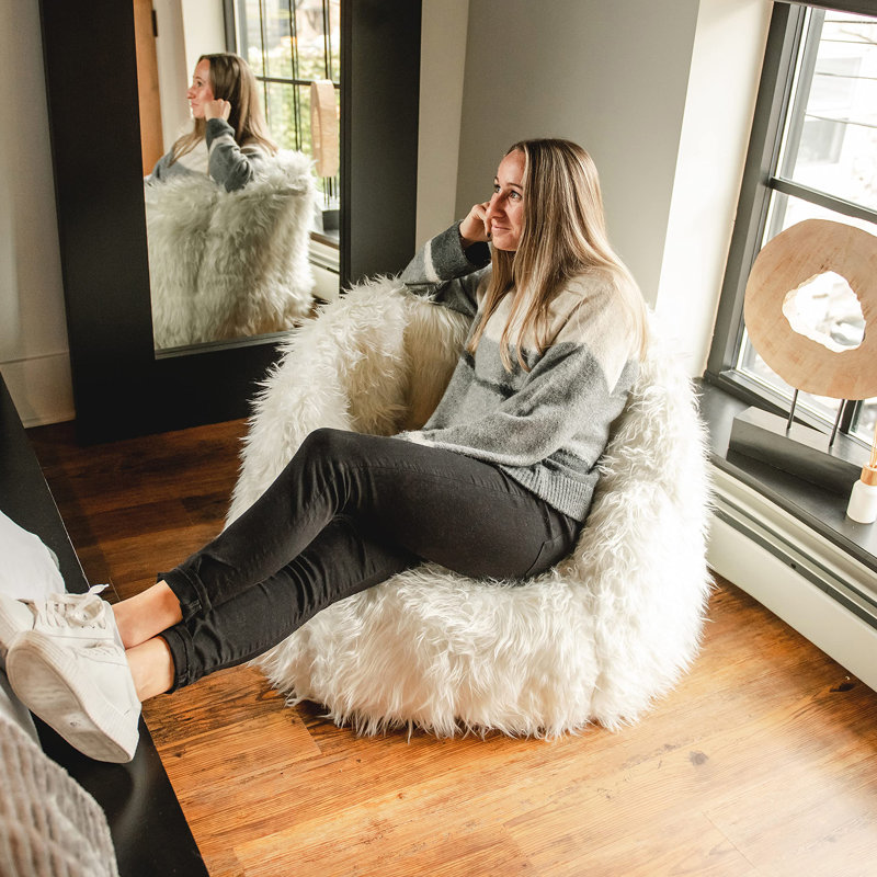 Fauteuil poire Big Joe Milano, Milano, Fausse fourrure ivoire