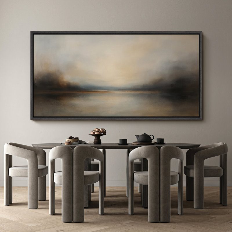 Grande impression sur toile encadrée, impression de paysage abstrait pour la décoration intérieure moderne, Noir