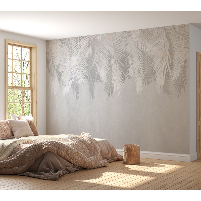 Murale botanique pelez et collez - Palmes pâles, L 55 po x l 77 po
