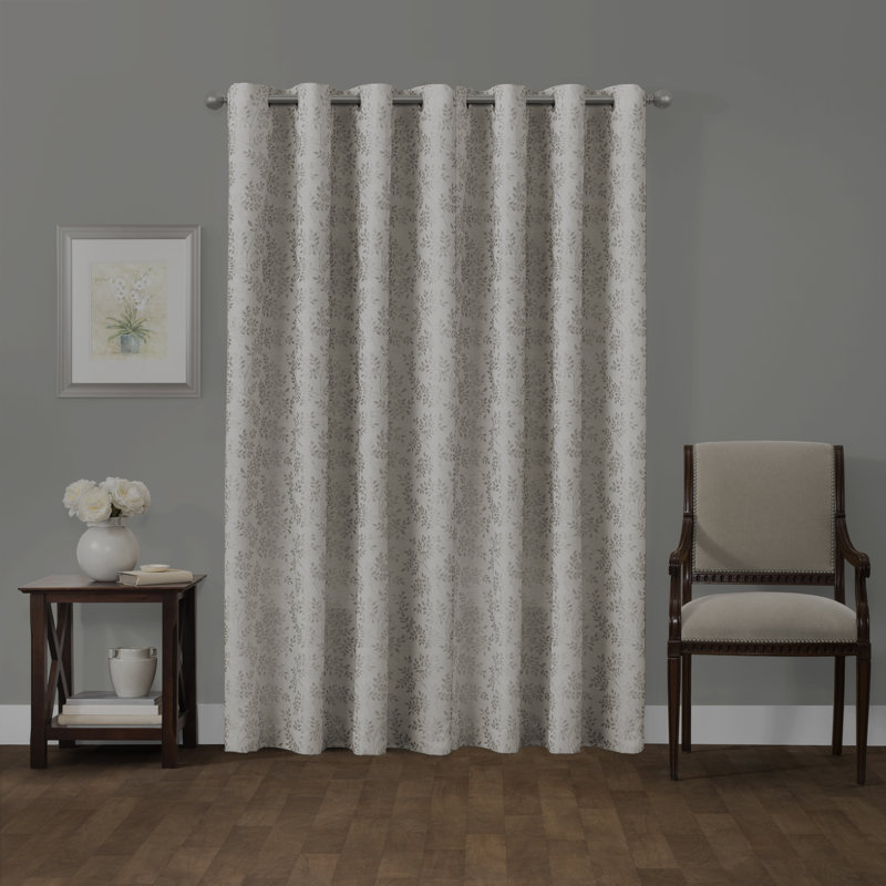 Rideau simple occultant et isolant avec œillets Korth Floral Max, Ivoire