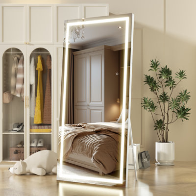 Miroir pleine lumière moderne et contemporain avec verre trempé et garantie de 3 ans