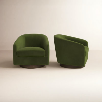 Bennett Linen Swivel Barrel Chair
