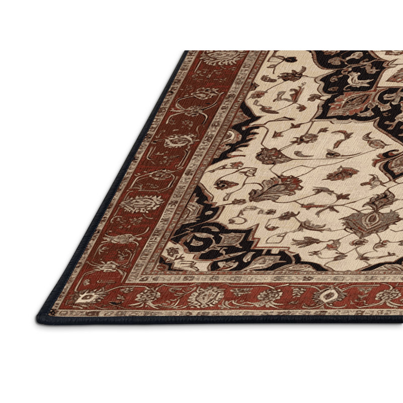 Tapis brun lavable à la machine, Rond 4 pi