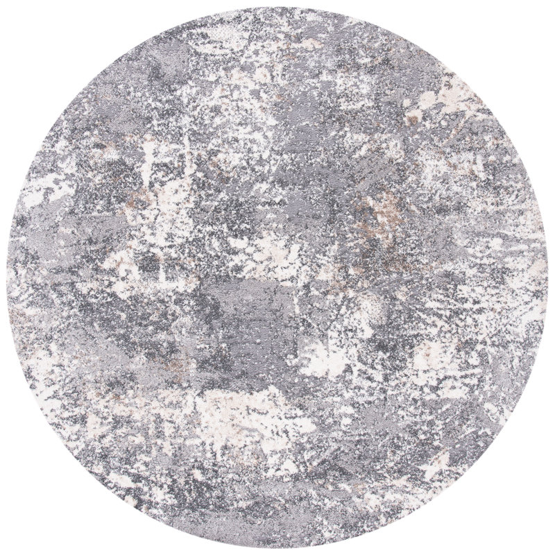 Tapis gris clair / gris Maurin, Rond 6 pi 7 po