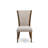 7-piece Mid-Century Dining Table Set consists of a Kitchen Table and 6 Light Tan Linen Fabric Dinner Chairs with Button tufted Back-Antique Walnut Finish-593989760-581957977