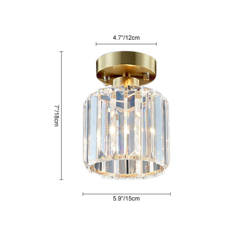 Osaze 1-Light 11cm Modern Crystal Semi Flush Mount Ceiling Light