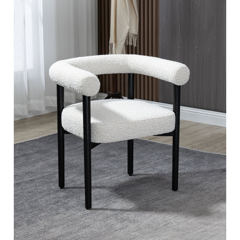 18.9'' H Upholstered Armchair, Black Boucle Fabric, Black