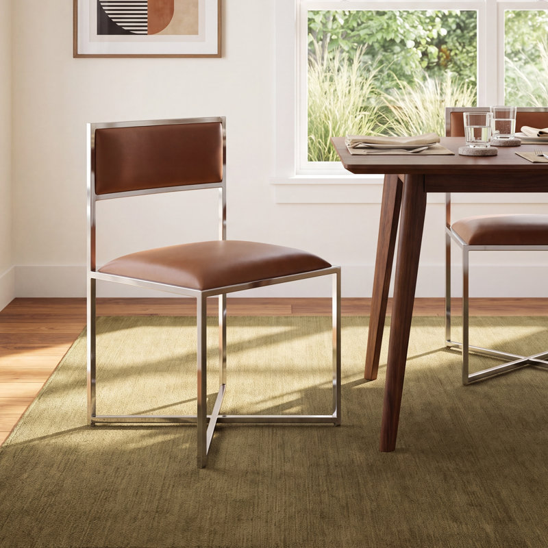 Malen Upholstered Side Chair, Cognac Performance Faux Leather