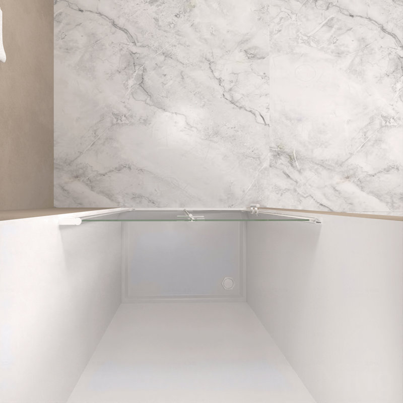 Shower Door  - 1/4"(6Mm) Tempered Glass, Chrome Aluminum Frame Material, Explosion Proof Film, Chrome