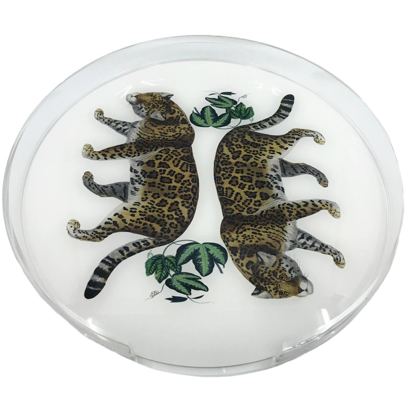 Plateau rond rond en acrylique Leopard Seeing