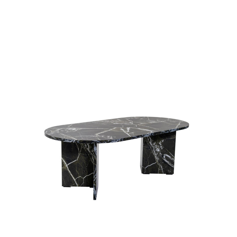 Table basse ovale en forme de pilule, marbre vert, Green