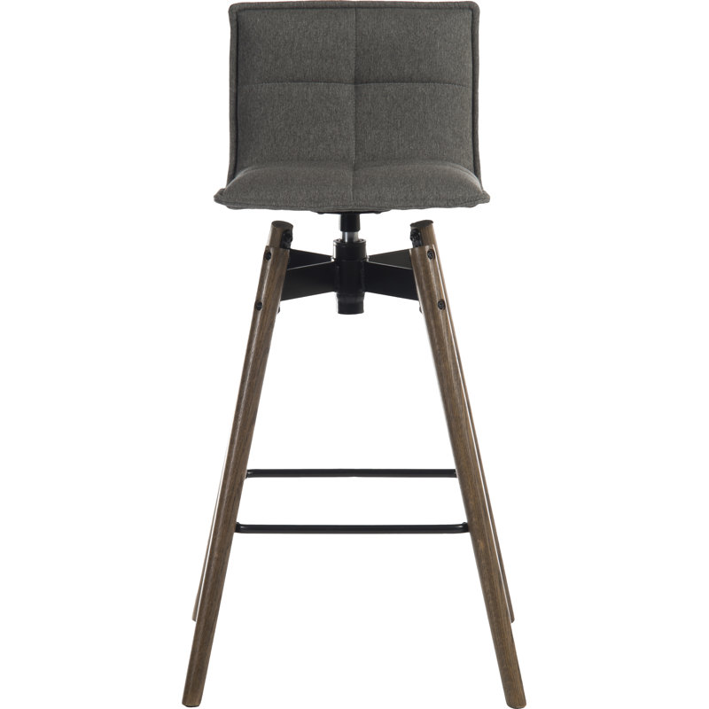 Jerri Swivel Upholstered Counter Stool with Solid Wood Frame, Brown/Grey