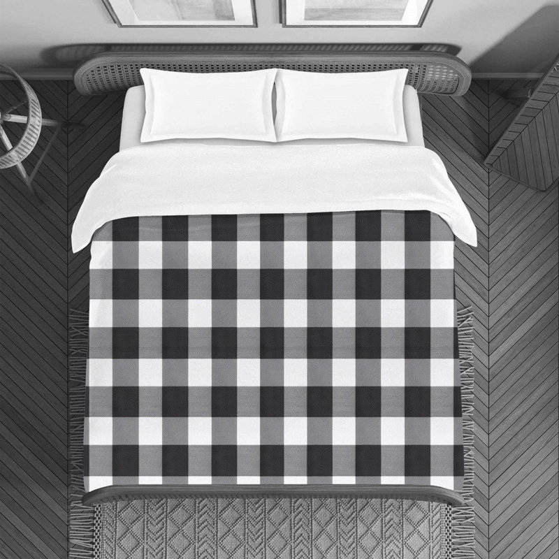 Housse de couette , Housse de couette pour lit simple, Noir / gris