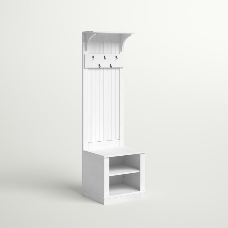 Annisten Hall Tree 20.25'' Wide with Bench and Shoe Storage, White