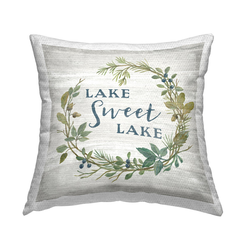 Coussin d'extérieur Sweet Lake Quote Rustic Floral Botanical Frame par Silvia Vassileva