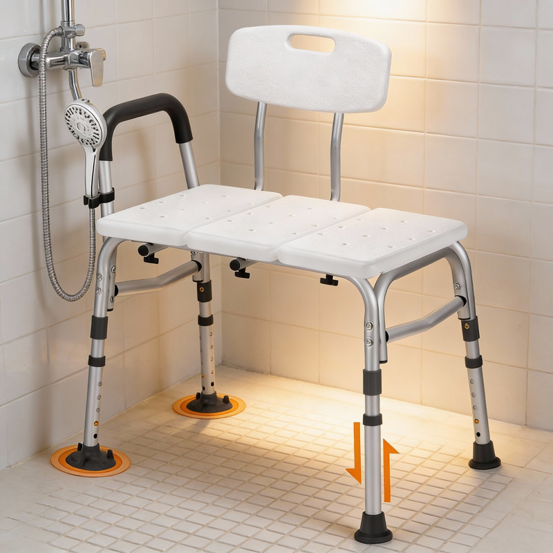 Height Adjustable Bathtub Transfer Bench With Backrest Armrest Tool Free Assembly