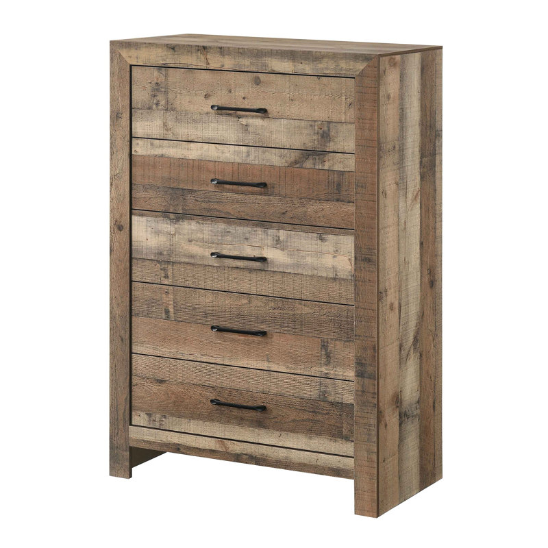 Meuble de chambre à coucher 1 tiroir à 5 tiroirs de style planche de bois rustique contemporain moderne et transitionnel