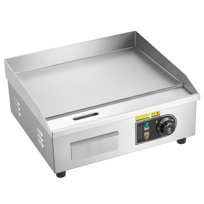 Commercial Electric Griddle, 17.72 x 11.81 inch, 1750W, 122-570°F Adjustable Temp Control, Stainless Steel Countertop Flat Top Grill with 2 Spatulas, 2 Brushes, and 4 Foot Pads, for Steak
