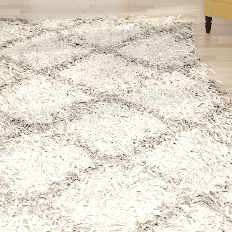 Tapis ivoire / gris à motif géométrique Alonnah, Rectangle de 10 pi x 14 pi