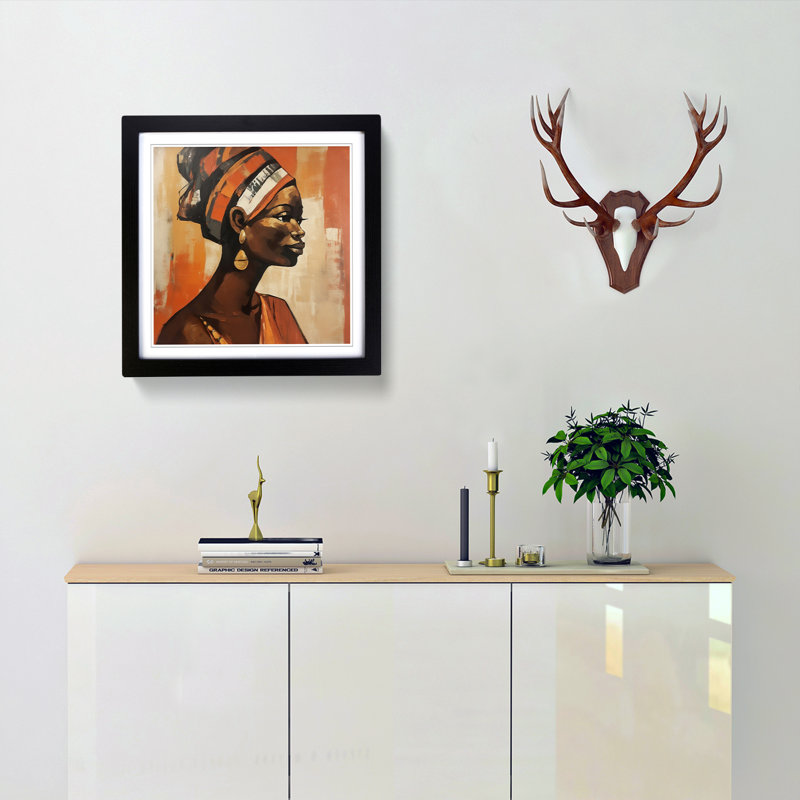 African Woman Mid-Century No.4 - Framed Print, Black