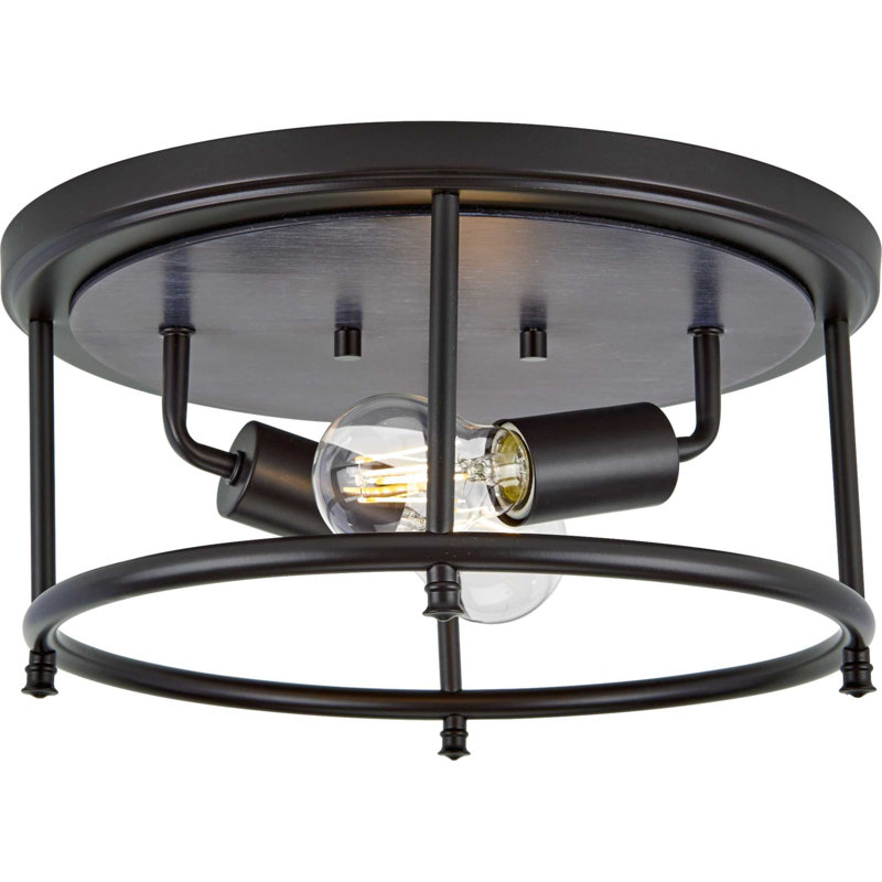 Plafonnier encastré en cage 13 po à 2 lumières Rourke, Noir