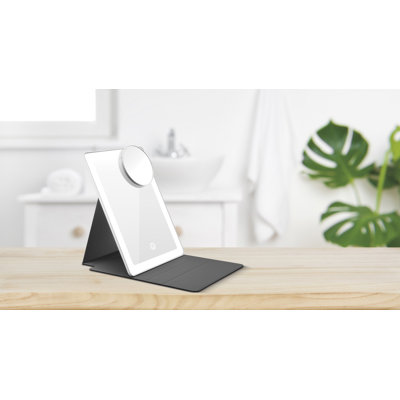 Conair Rechargeable LED Tablet Mirror with 5x Spot Magnifying Attachment