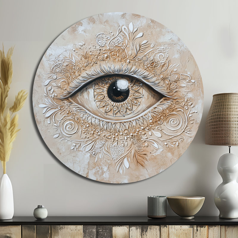 Mystical Boho Eye - Décoration murale ronde abstraite en métal, L 36 po x H 36 po