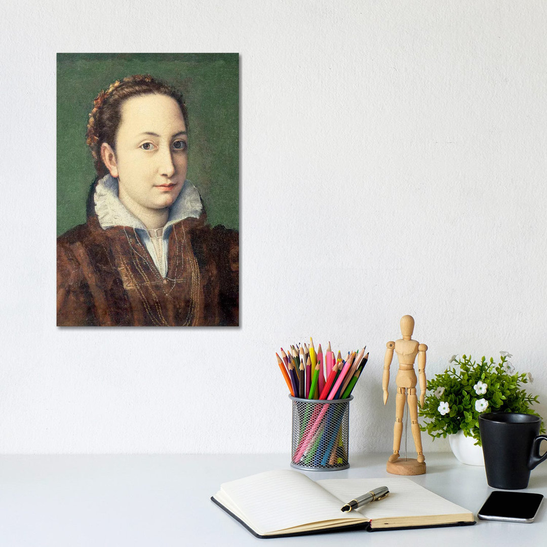 Self Portrait, Attired As Maid-of-Honour To The Queen Of Spain, 1559 by Sofonisba Anguissola - Wrapped Canvas Painting