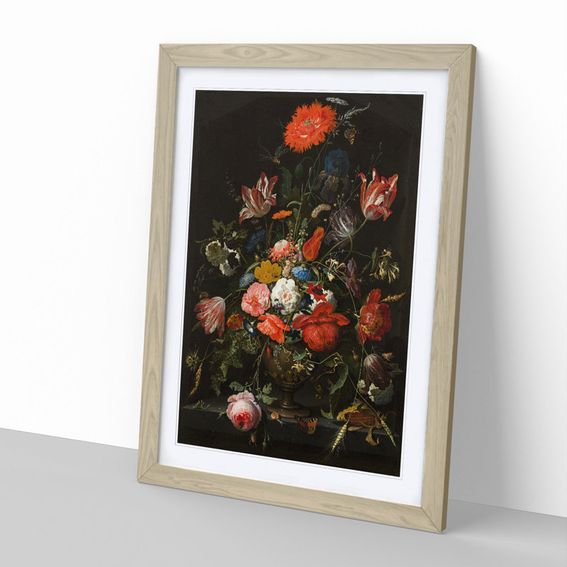 Still Life with Flowers Vol.3 by Abraham Mignon - Picture Frame Painting, Oak, 48cm H x 36cm W x 2cm D