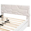 Lit plateforme tapissier confortable avec tête de lit à motif brique et lit gigogne simple en lin beige