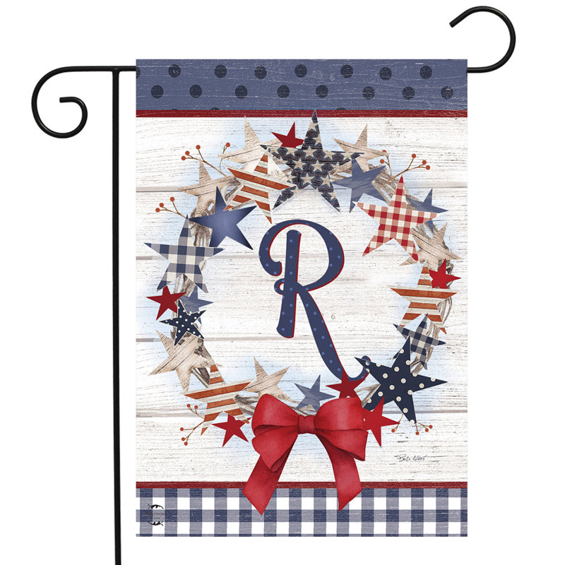 Drapeau de jardin American Wreath Monogram R
