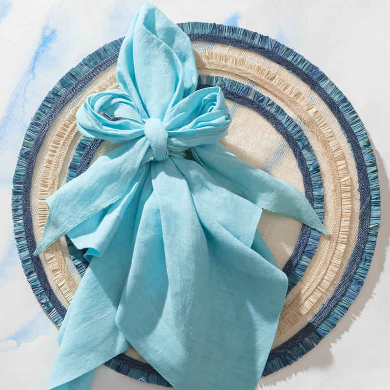 100% Abaca Round Placemats, Indigo