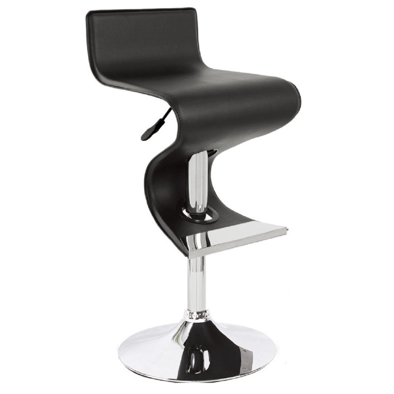 Dilsad Swivel Upholstered Adjustable Height Counter Stool, Black, Silver