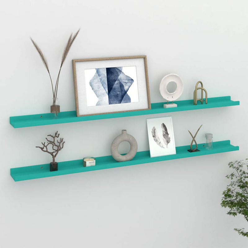 Gracelan 2 Piece Picture Ledge Wall Shelf, 3 cm H x 115 cm W x 9 cm D, High Gloss White